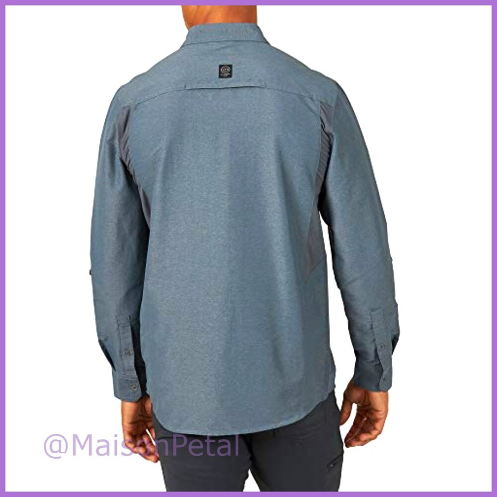 Long Sleeve Mixed Material Button-Down Shirt With… - image 2